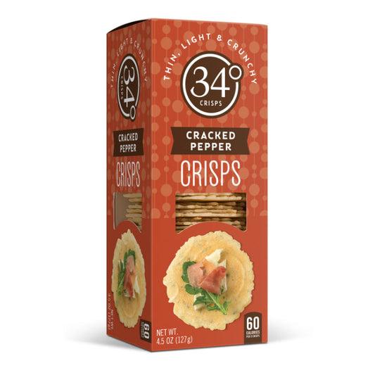 34 Degrees - Crispbread Cracked Pepper, 4.5 Oz | Pack of 12