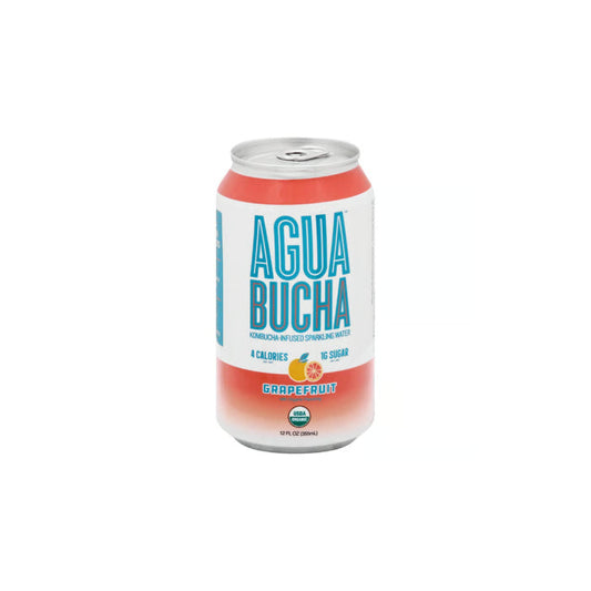 Agua Bucha - Sparkling Kombucha-Infused Grapefruit Water, 12 Oz | Pack of 12