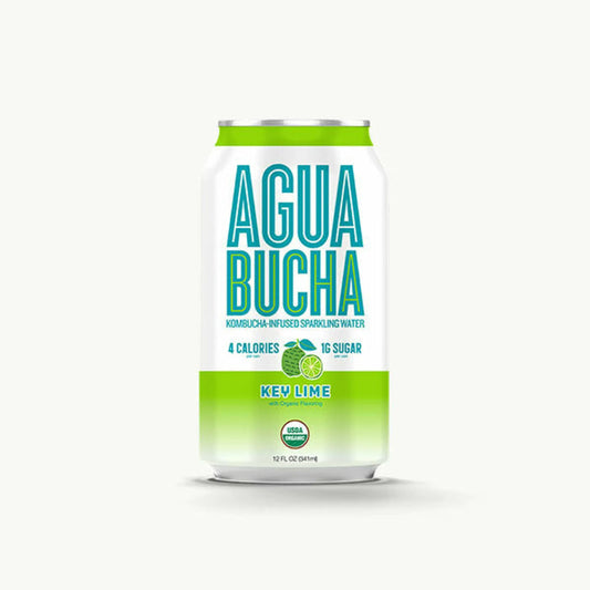 Agua Bucha - Sparkling Kombucha-Infused Lime Water, 12 Oz | Pack of 12